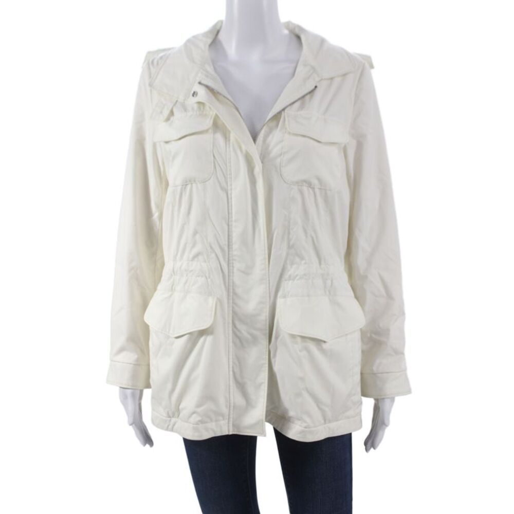 Loro Piana Women Military Jacket Ivory Zip Polyamide Size 44